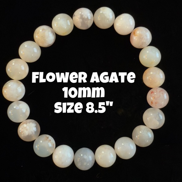 Bombshell Beads Jewelry - Authentic Flower Agate 10mm Beaded Stretchy by Bombshell Beads